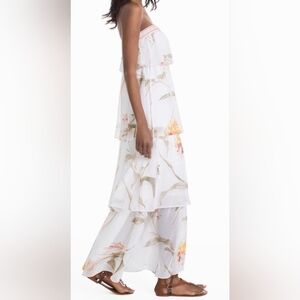 White House Black Market White Ruffled Tiered Maxi Dress